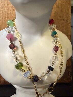 Multicolor faceted rondelle necklace. Women Jewelry